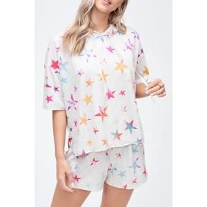 NEW PHIL LOVE tie dye stars hoodie in oatmeal, red, pink, blue, orange, yellow